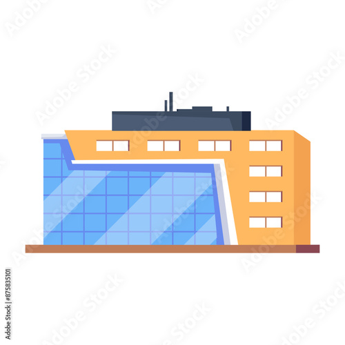 Editable isometric icon of commercial mall 

