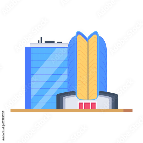 Handy isometric icon of a commercial center 

