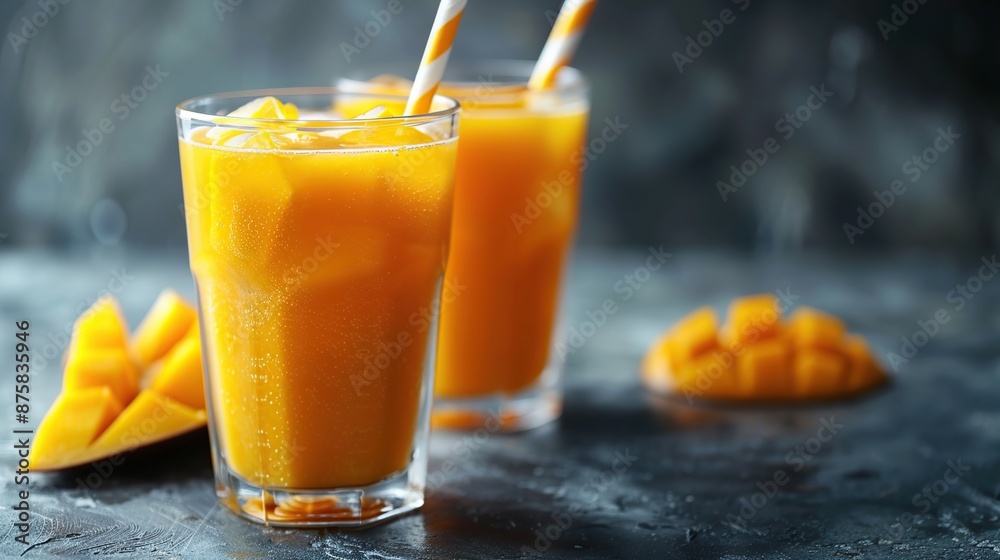 Mango Smoothie with Ice Cubes Mango Smoothie with Ice Cubes