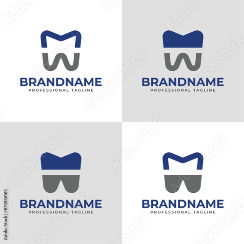 Letters MW Dental Logo, suitable for Dentist with M, W, MW, WM initials