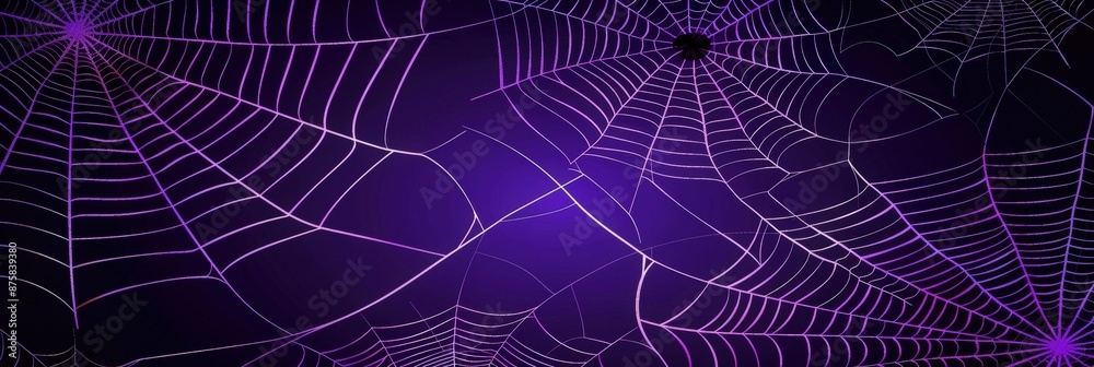 Naklejka premium Intricate Spider Webs on a Dark Background