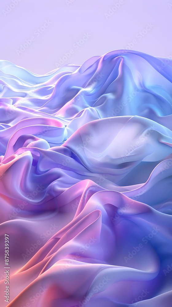 Abstract colorful silky fabric folds creating a soft and flowing texture in pastel shades of purple, pink, and blue against a light background. Abstract colorful silky fabric folds creating a soft and flowing texture in pastel shades of purple, pink, and blue against a light background.