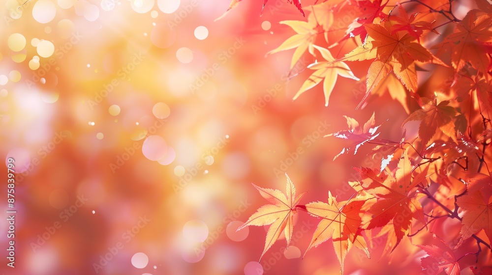 Autumn Theme Web Banner with Red and Yellow Leaves and Bokeh Effect Autumn Theme Web Banner with Red and Yellow Leaves and Bokeh Effect