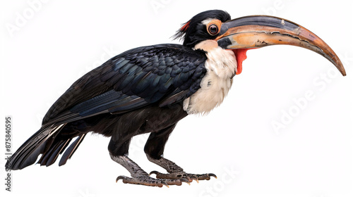 Hornbilled hornbill isolated on white background 