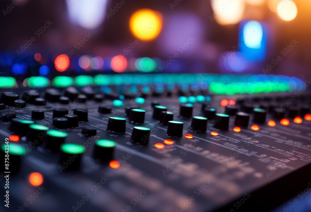 controls background vibrant audio event live an sun glows sets concert console mixing equipment closeup mixer sound engineering audience stage soundboard knob festival controls background vibrant audio event live an sun glows sets concert console mixing equipment closeup mixer sound engineering audience stage soundboard knob festival