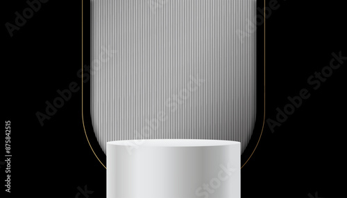 Black Friday background,Studio Room 3D Luxury Silver Cylinder Podium Stand with Light,Shadow on Black,Grey Wall.Vector Template Platform mockup for  Jewelry, Cosmetic Product Present,Sale,Promotion