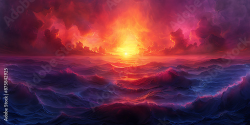 Vibrant Sunset Abstract Art - Banner Design © Taria Technology
