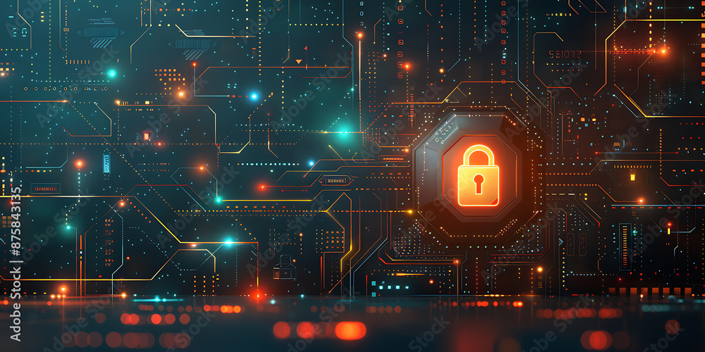 Obraz premium Cyber Security Shield: Abstract Network Protection