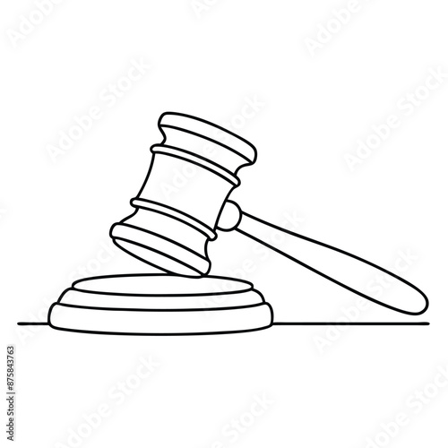 a judge gavel in line art vector illustration isolated on a white background