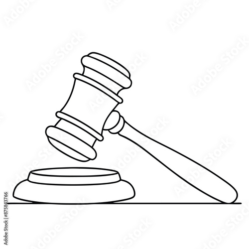 a judge gavel in line art vector illustration isolated on a white background