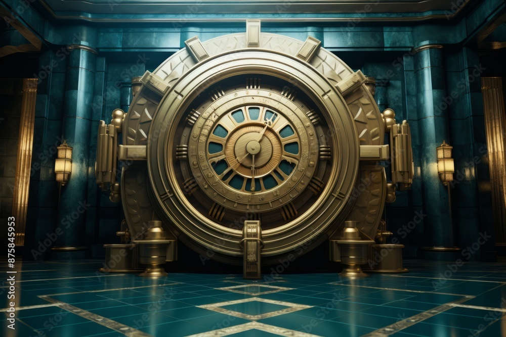 Antique clock on a weathered brick wall.