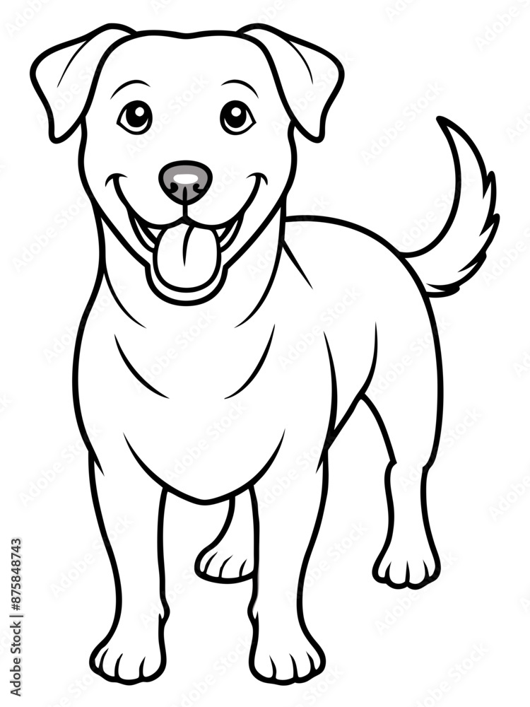 Fototapeta premium Solid black outline Silhouette baby happy dog vector Illustration: Adorable Feline Design