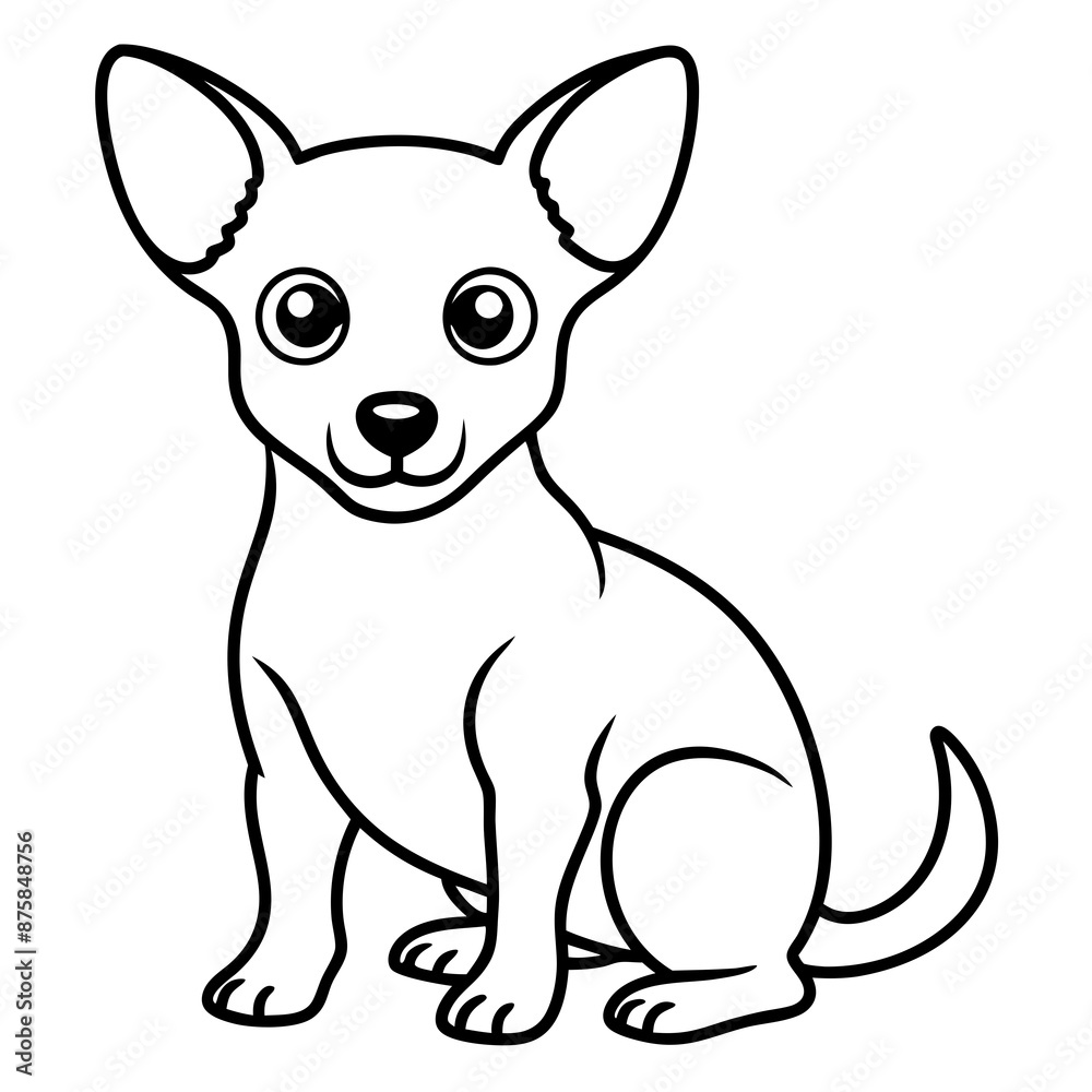 Solid black outline Chiweenie dog sits icon vector Illustration: Adorable Feline Design Solid black outline Chiweenie dog sits icon vector Illustration: Adorable Feline Design