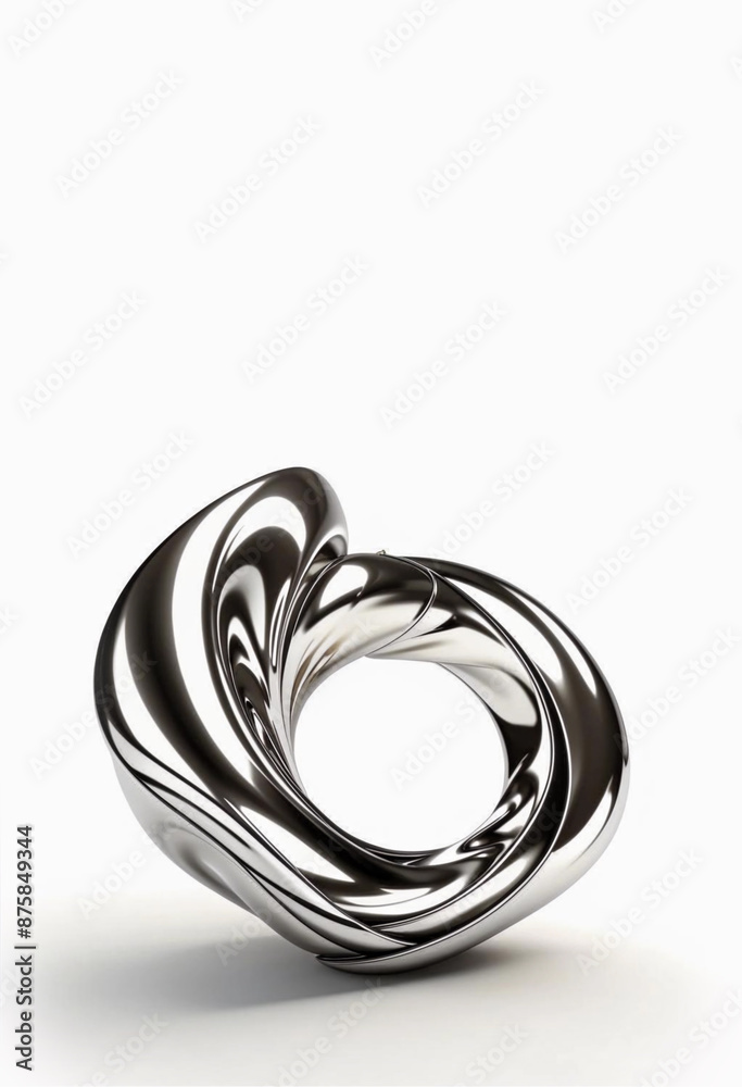 3D rendering abstract chrome plated metal ring shape 3D rendering abstract chrome plated metal ring shape