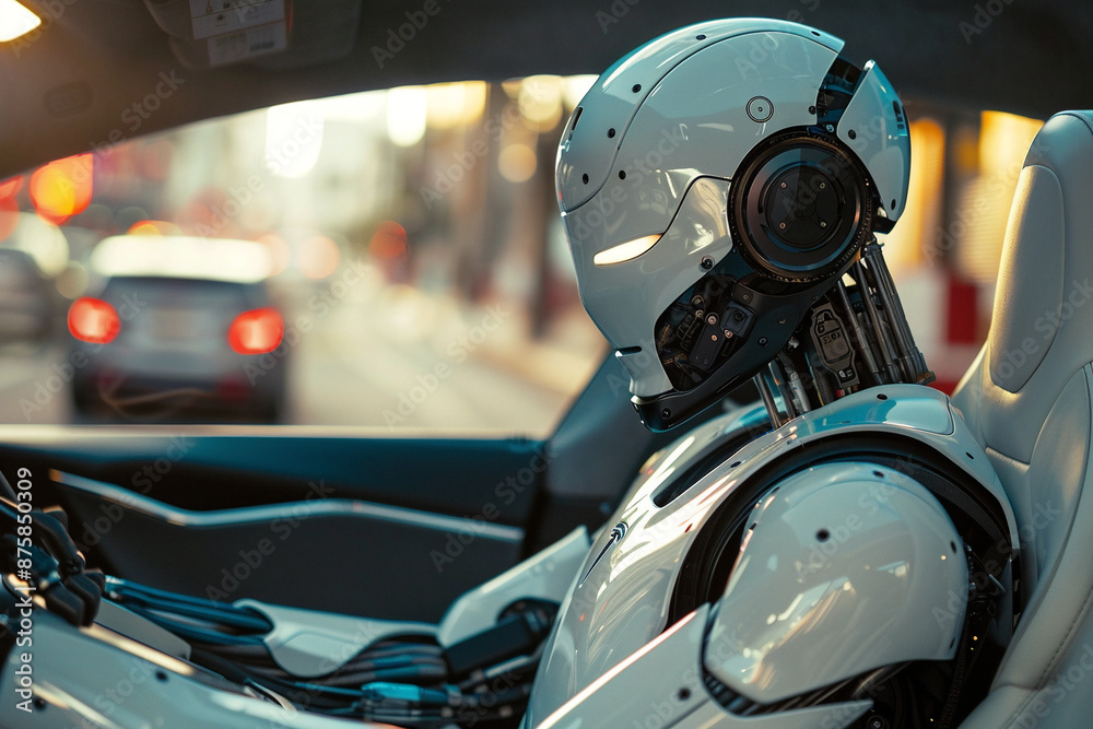 Fototapeta premium future concept - autonomous driving through ki robot