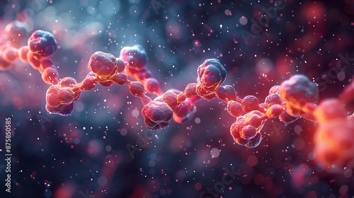 **Glutamine molecular structure with peptide bonds on display in air