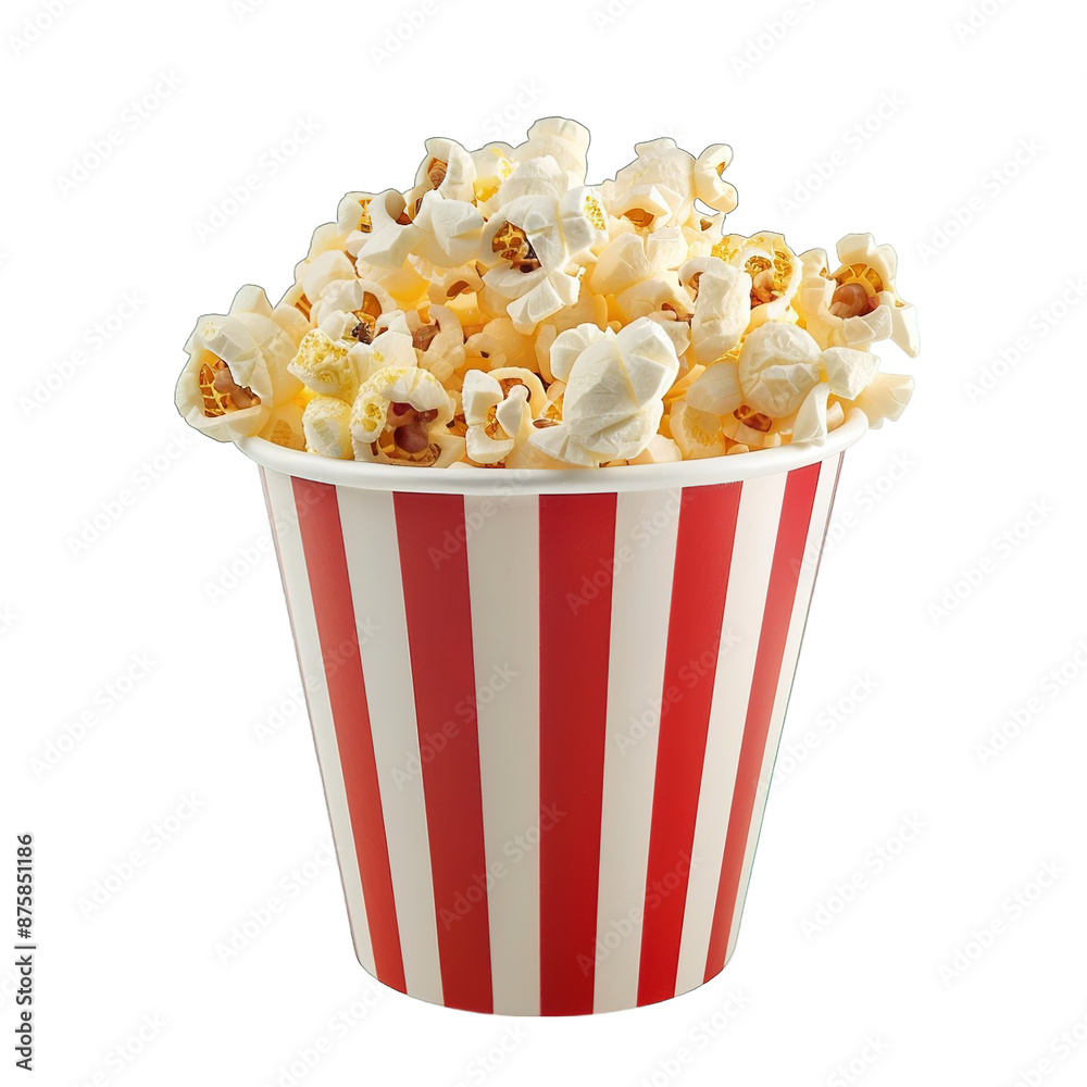 Popcorn in red and white striped bucket isolated Png Popcorn in red and white striped bucket isolated Png