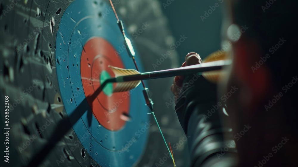 Archer Pulling Back an Arrow on a Target Archer Pulling Back an Arrow on a Target