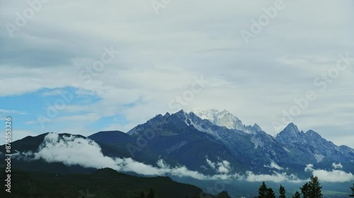 Time lapse of beautiful landscape of Yulong snow mountain in China