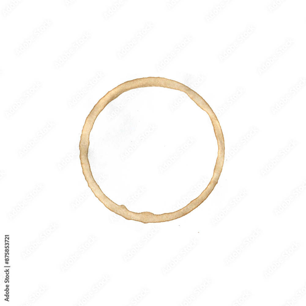 Brown Coffee Cup Mark on Isolated on White Background. Watercolor Coffee and Tea Circle Spot. Brown Coffee Cup Mark on Isolated on White Background. Watercolor Coffee and Tea Circle Spot.