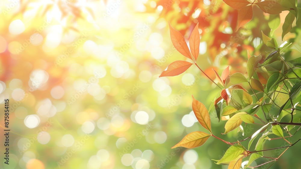 Summer Theme Web Banner with Green Leaves and Bokeh Effect Summer Theme Web Banner with Green Leaves and Bokeh Effect