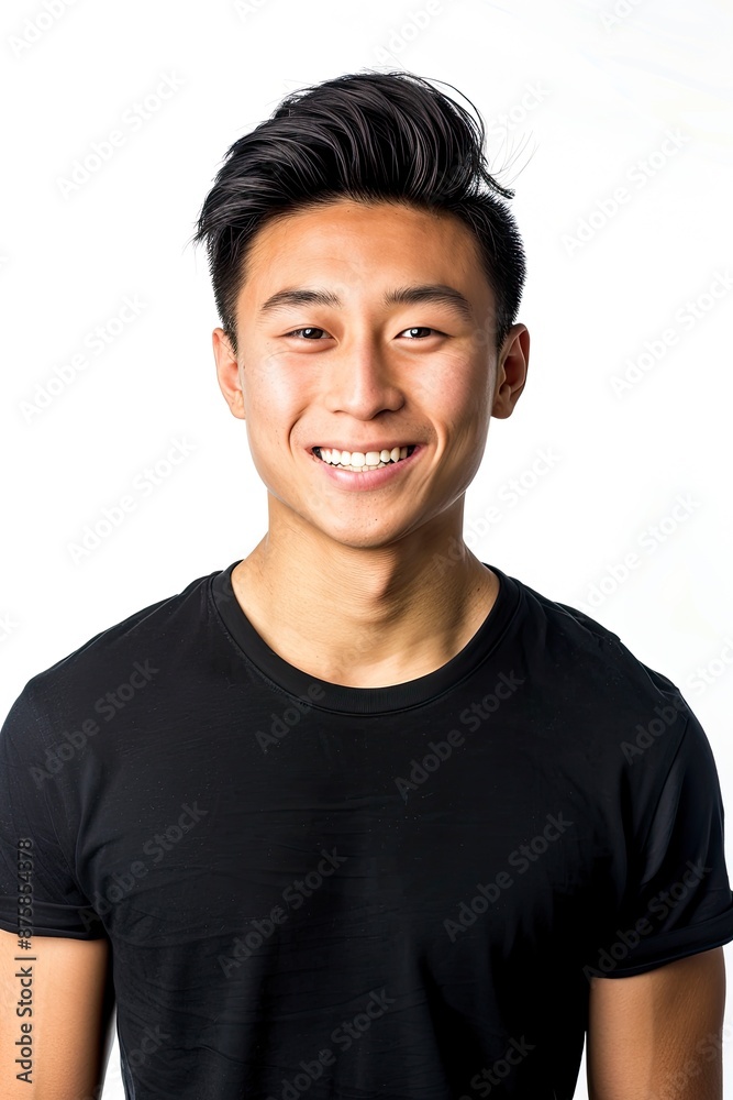 Young Asian man smiling isolated on white background - genereative ai Young Asian man smiling isolated on white background - genereative ai
