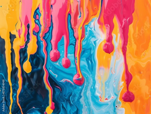 Abstract Bright Paint Dripping BackgroundColorful Flowing Structure photo