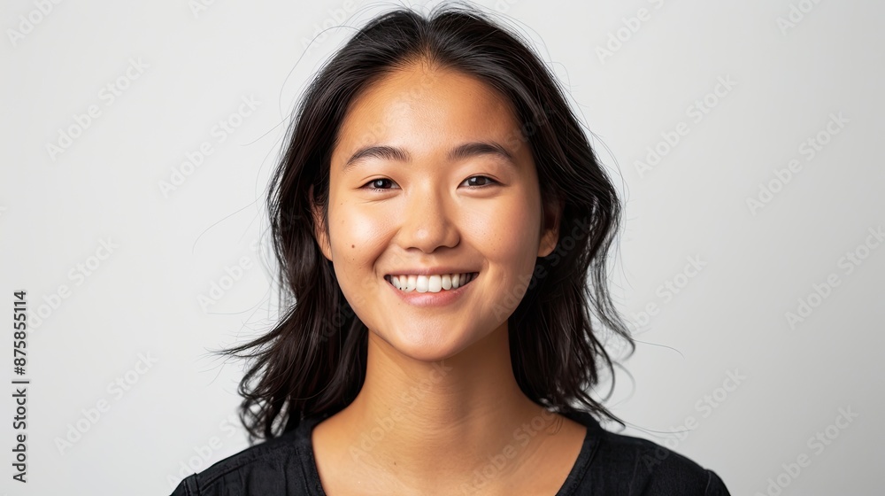 Young Asian woman smiling isolated on white background - generative ai Young Asian woman smiling isolated on white background - generative ai