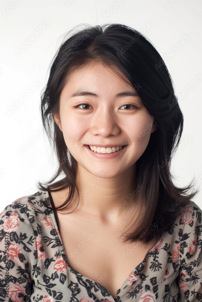 Young Asian woman smiling isolated on white background - generative ai Young Asian woman smiling isolated on white background - generative ai