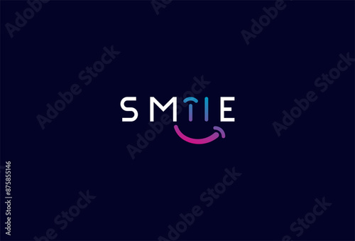 Smile Logo, smile icon with word combination in text Smile typography logo, vector illustration