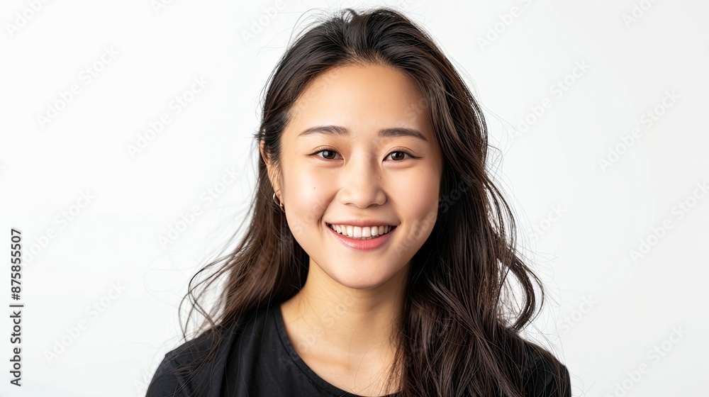 Young Asian woman smiling isolated on white background - generative ai Young Asian woman smiling isolated on white background - generative ai