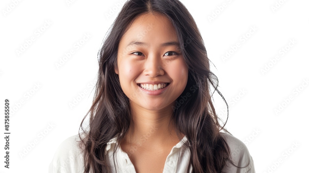 Young Asian woman smiling isolated on white background - generative ai Young Asian woman smiling isolated on white background - generative ai
