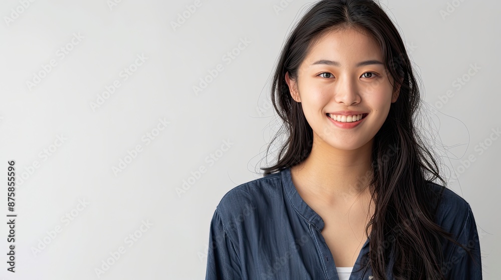 Young Asian woman smiling isolated on white background - generative ai Young Asian woman smiling isolated on white background - generative ai