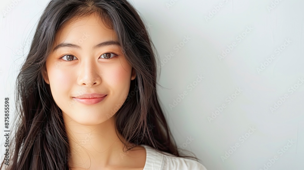 Young Asian woman smiling isolated on white background - generative ai Young Asian woman smiling isolated on white background - generative ai