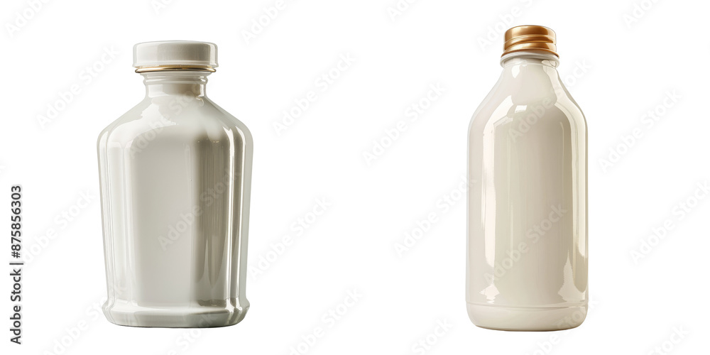 Two white jars, one is a tall jar and the other is a short jar Two white jars, one is a tall jar and the other is a short jar