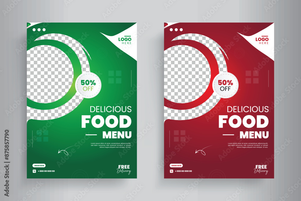 Fototapeta premium Food Flyer Template design, restaurant food flyer, fast food template vector illustration. 