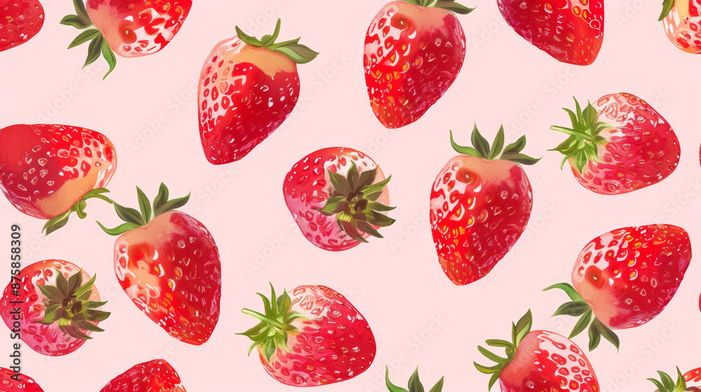 cute illustration pattern background of cute strawberry's, light pastel colors, minimalism style cute illustration pattern background of cute strawberry's, light pastel colors, minimalism style