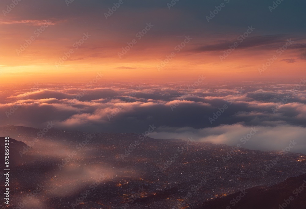 Fototapeta premium cloud panorama blue cloudscape sky sun sunrise sunset dramatic dusk