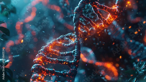 gene editing technology correcting mutations to prevent genetic diseases, with DNA strands and futuristic medical equipment