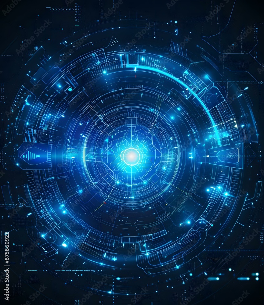 Blue technology background with circle and light effects Blue technology background with circle and light effects