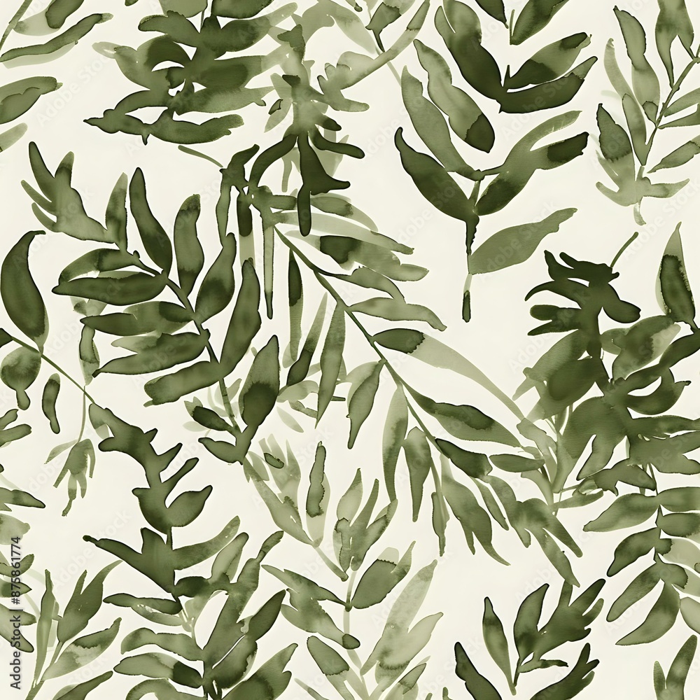 Fern Leaf and Pine Needle Repeat Pattern Fern Leaf and Pine Needle Repeat Pattern