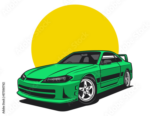 styling 90s car design in green color for vector illustration graphic