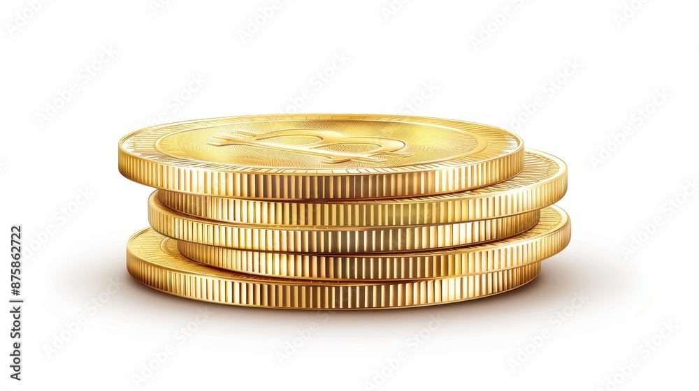 Three gold coins stacked on top of each other