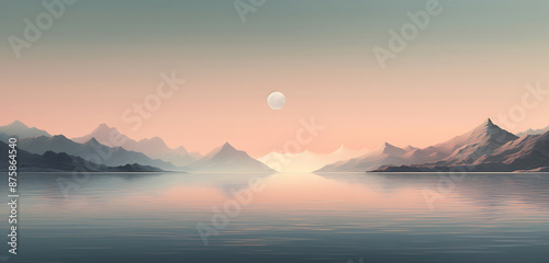 Majestic mountains overlooking vast water body © Canvas Alchemy