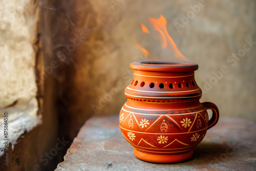 A miniature clay tandoor, i...