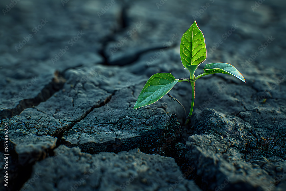 Plant growing from cracked soil Plant growing from cracked soil