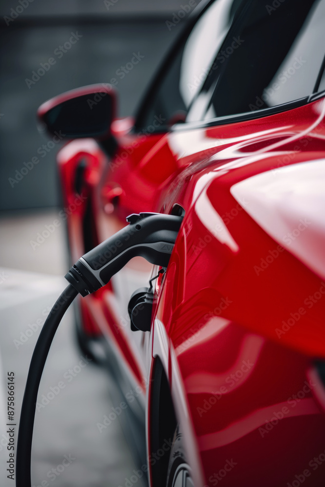electric car charger with a plugged in charging cable electric car charger with a plugged in charging cable