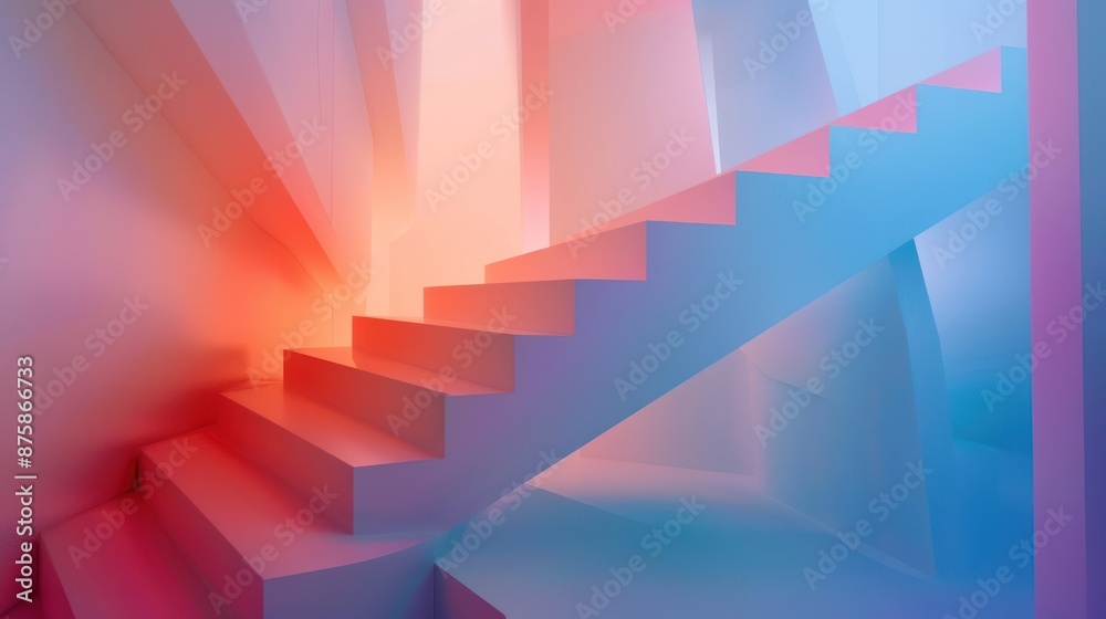 Fototapeta premium Abstract Staircase in a Multicolored Room