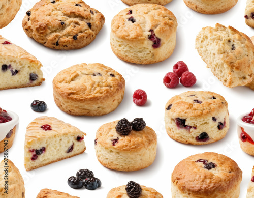 Collection of cookies in different angles isolated on white background. Mock up, graphic resources, well isolated