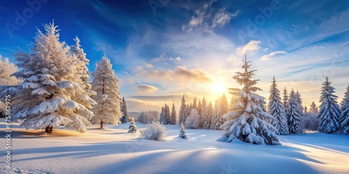 Beautiful winter landscape with snow covered trees , winter, landscape, trees, snow, cold, scenic, nature, white, frost, frozen